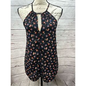 Japana small‎ sleeveless black tank with flowers (2099)
